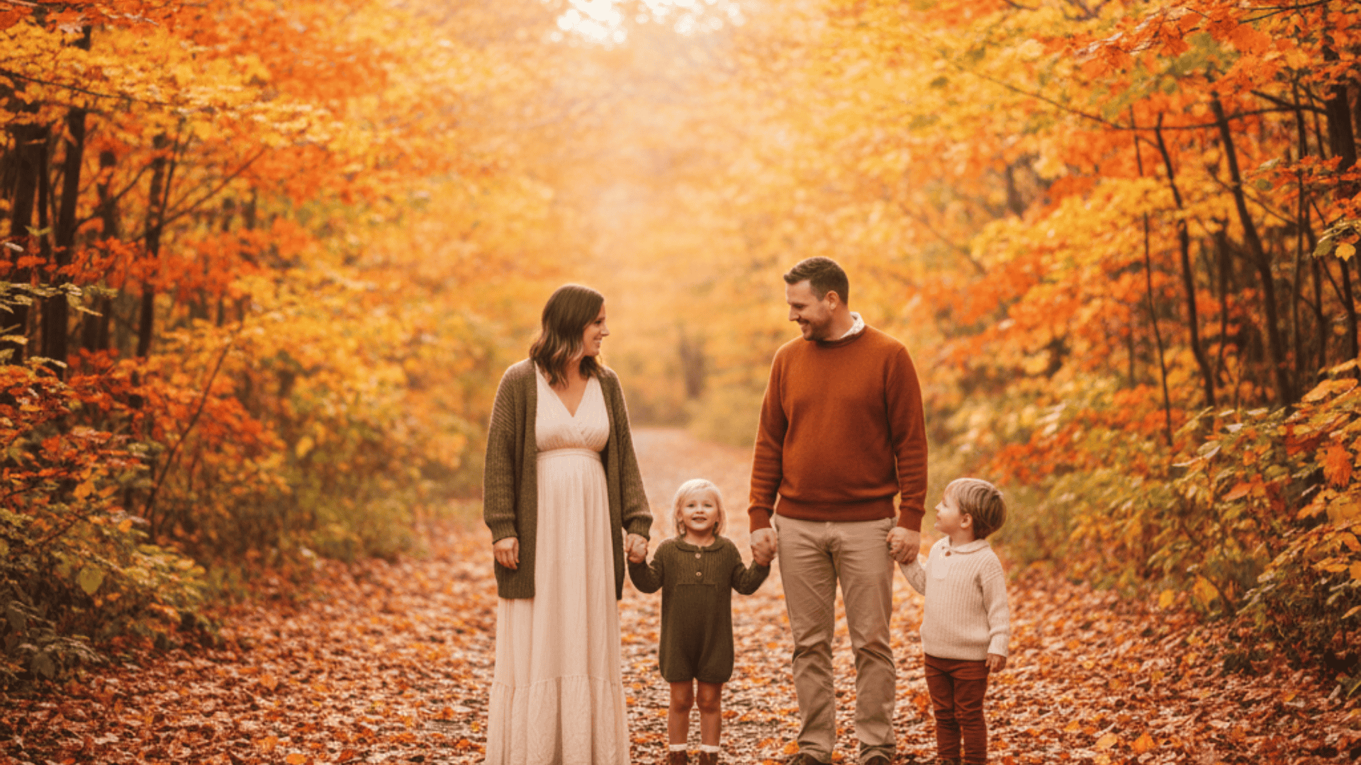 family of four classic mix for outdoor fall family photo outfits