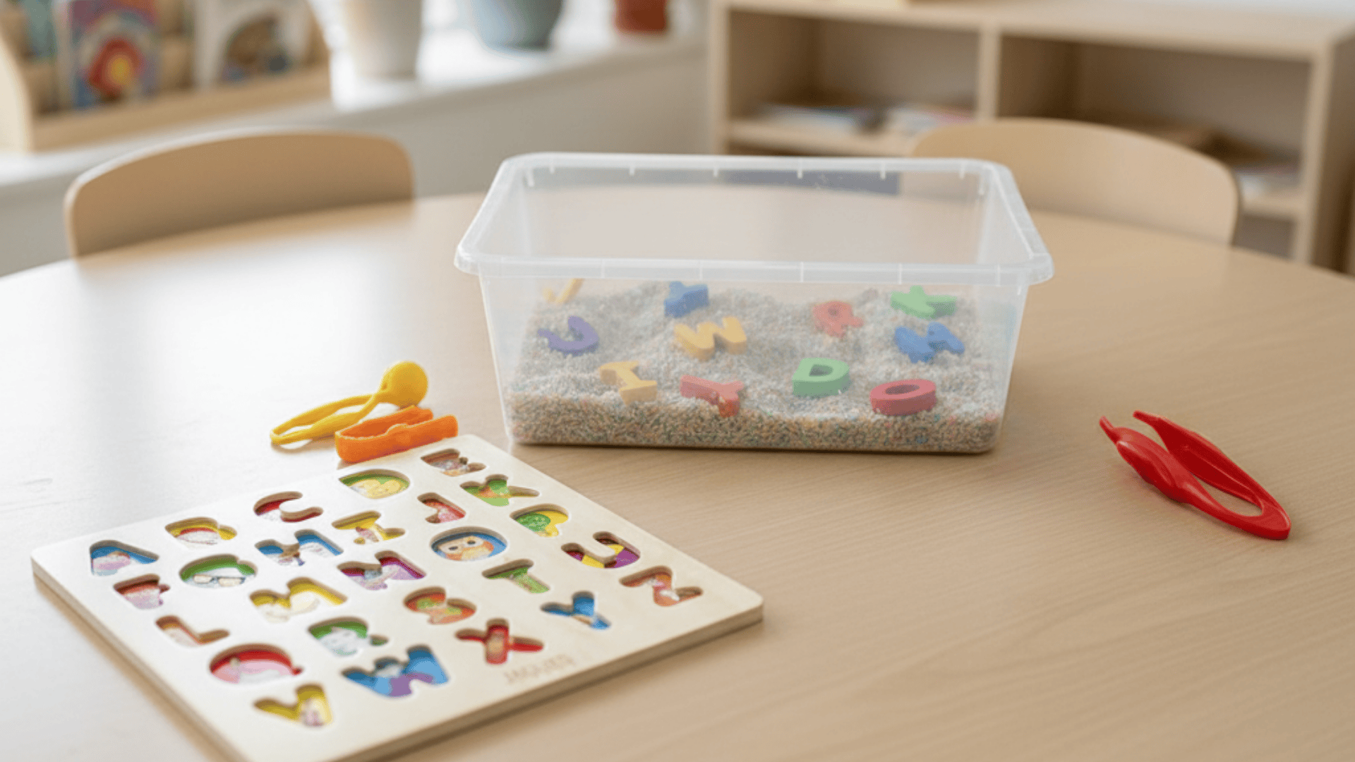 sensory bin letter hunt