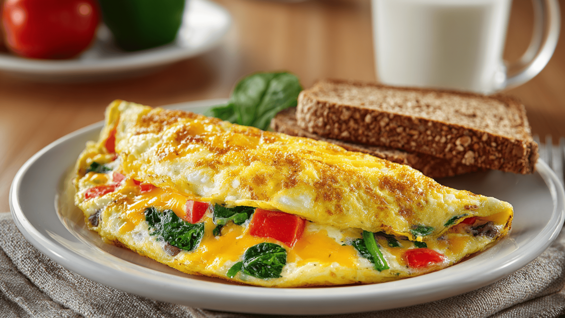 veggie omelet with cheese and spinach