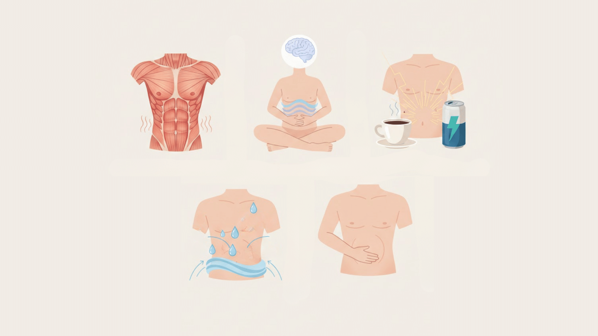 common causes of painless stomach twitching